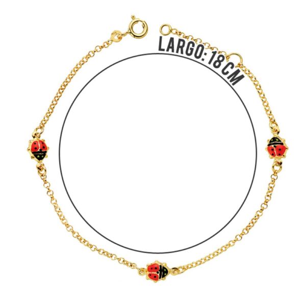 18K PULSERA ORO AMARILLO MARIQUITAS ESMALTE 17.50CM - Imagen 2