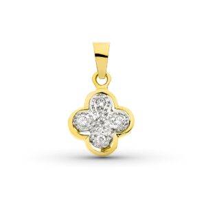 18K CRUZ ORO BICOLOR CON CIRCONITA 14X11 MM
