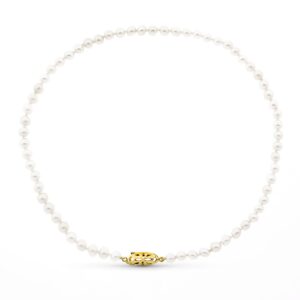 18K GARGANTILLA PERLA CULTIVADA BROCHE TIMON ORO AMARILLO 40CM