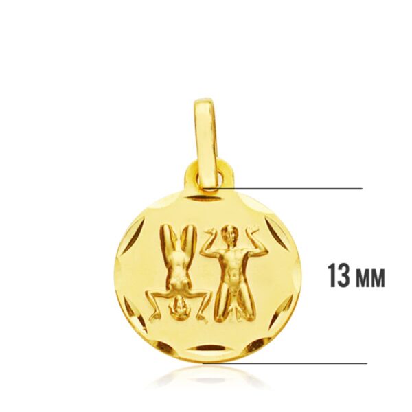 18K HOROSCOPO ORO AMARILLO GEMINIS 13 MM - Imagen 3