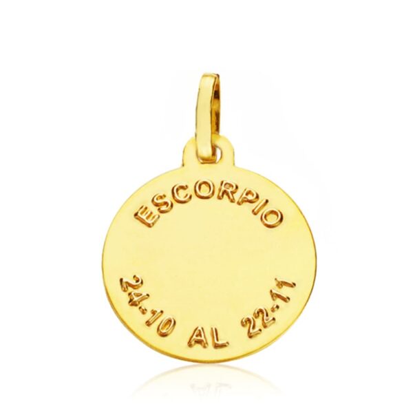 18K PLACA HOROSCOPO ORO AMARILLO ESCORPIO 16 MM - Imagen 2