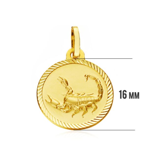 18K PLACA HOROSCOPO ORO AMARILLO ESCORPIO 16 MM - Imagen 3