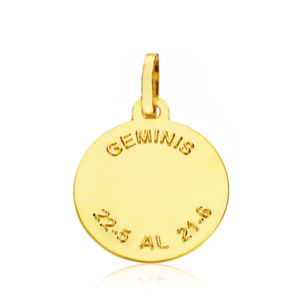 18K PLACA HOROSCOPO ORO AMARILLO GEMINIS 16 MM - Imagen 2