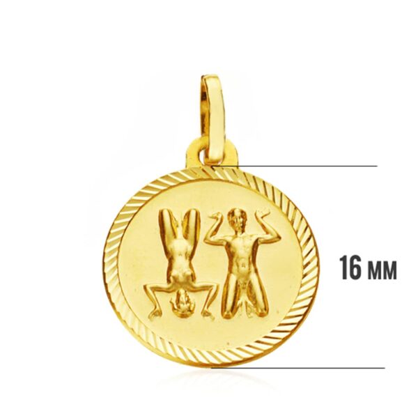 18K PLACA HOROSCOPO ORO AMARILLO GEMINIS 16 MM - Imagen 3