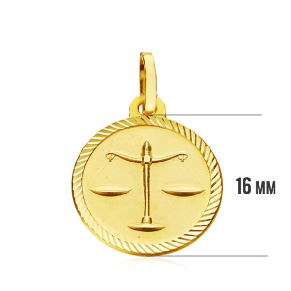 18K PLACA HOROSCOPO ORO AMARILLO LIBRA 16 MM - Imagen 3