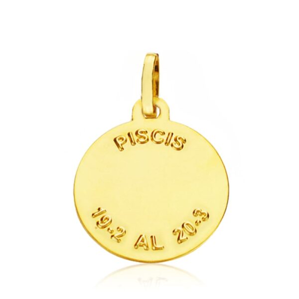18K PLACA HOROSCOPO ORO AMARILLO PISCIS 16 MM - Imagen 2