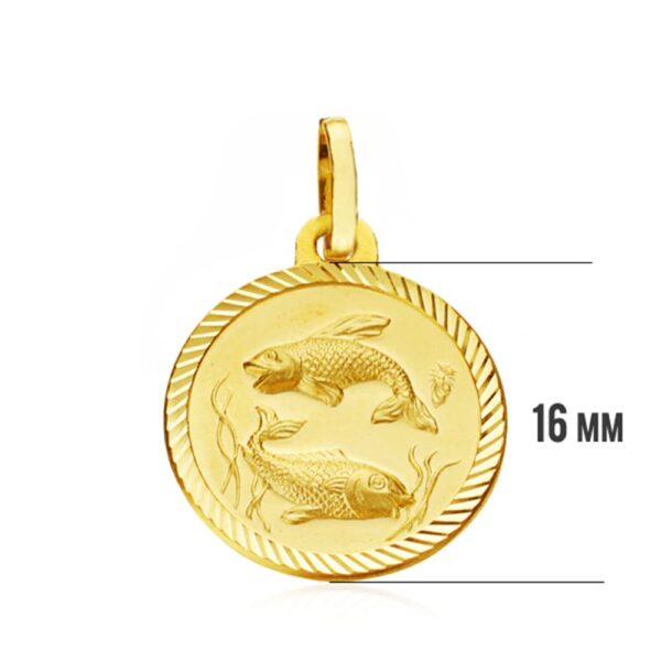 18K PLACA HOROSCOPO ORO AMARILLO PISCIS 16 MM - Imagen 3