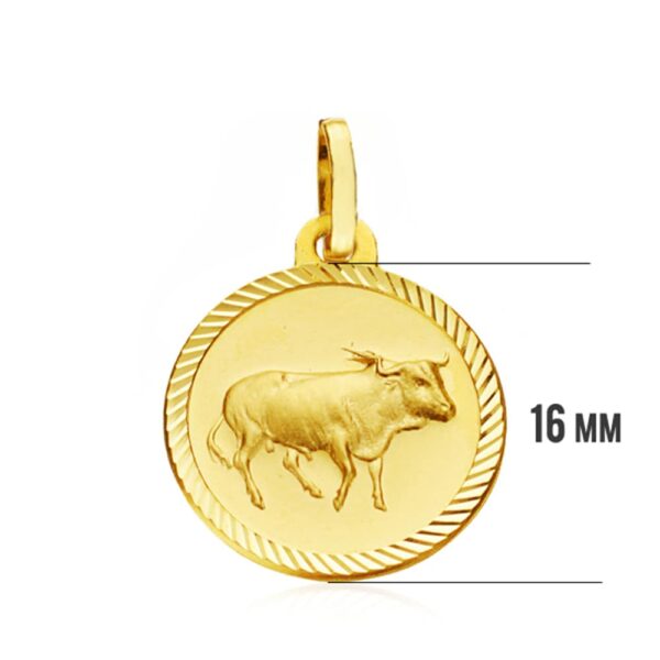 18K PLACA HOROSCOPO ORO AMARILLO TAURO 16 MM - Imagen 3