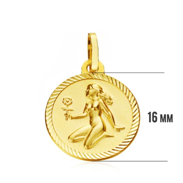 18K PLACA HOROSCOPO ORO AMARILLO VIRGO 16 MM - Imagen 3