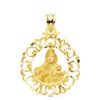 18K MEDALLA ORO AMARILLO VIRGEN DEL CARMEN CERCO ORLA CON CORAZONES 30X25 MM