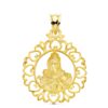 18K MEDALLA ORO AMARILLO VIRGEN DEL CARMEN CERCO ORLA CON CORAZONES 30X25 MM - Imagen 2