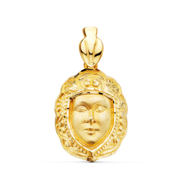 18K COLGANTE ORO AMARILLO ROSTRO VIRGEN DEL ROCIO 26 X 18 MM