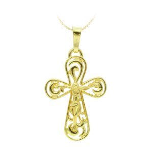 18K CRUZ ORO AMARILLO CON CRISTO 37X25 MM