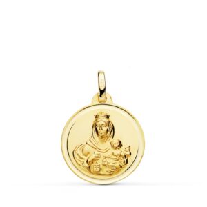 18K MEDALLA ORO AMARILLO VIRGEN DEL CARMEN BISEL 18 MM