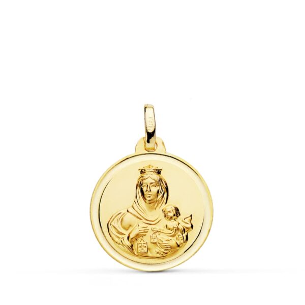 18K MEDALLA ORO AMARILLO VIRGEN DEL CARMEN BISEL 18 MM