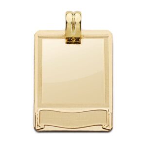 18K PLACA CHAPA LASER ORO AMARILLO 28X20 MM