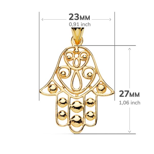 18K COLGANTE ORO AMARILLO MANO FATIMA 27X23 MM - Imagen 2