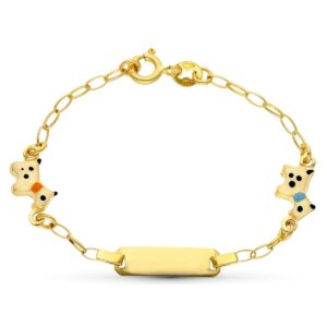18K ESCLAVA ORO AMARILLO PERRITOS. 13.5 CM