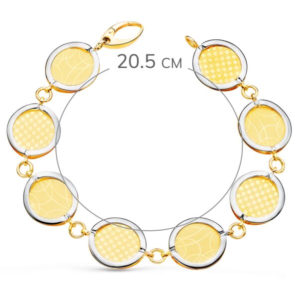 18K PULSERA ORO BICOLOR ESLABONES REDONDOS DISEÑOS MATIZADOS. 20.5 CM - Imagen 2