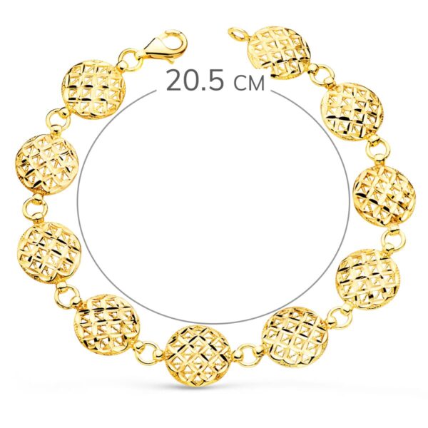18K PULSERA ORO AMARILLO MOTIVOS REDONDOS TALLADOS 12 MM 20.5 CM - Imagen 2