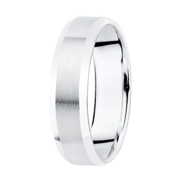 18K ALIANZA ORO BLANCO MATIZADA Y BORDES BRILLO. ANCHO: 5 MM TALLA. 9