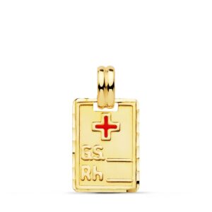9K COLGANTE PLACA CHAPA ORO AMARILLO RH. 20X14 MM