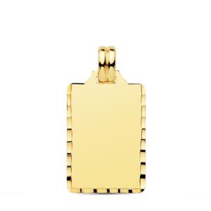 9K PLACA CHAPA ORO AMARILLO LISA ALTO BRILLO TALLADA 24X14 MM