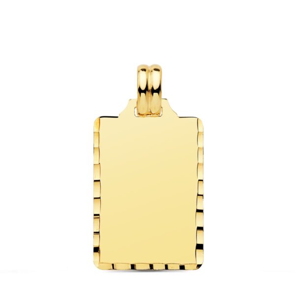 9K PLACA CHAPA ORO AMARILLO LISA ALTO BRILLO TALLADA 24X14 MM