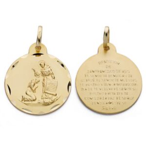 18K MEDALLA ORO AMARILLO BENDICION DE SAN FRANCISCO 20 MM