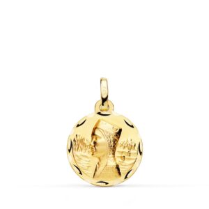 18K MEDALLA ORO AMARILLO VIRGEN MONTSERRAT 16 MM TALLADA
