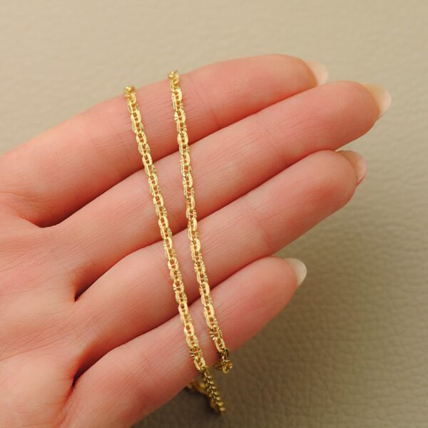 18K CADENA ORO AMARILLO FORZADA HUECA ESLABON TALLADO LARGO 45CM ANCHO 2 MM - Imagen 3