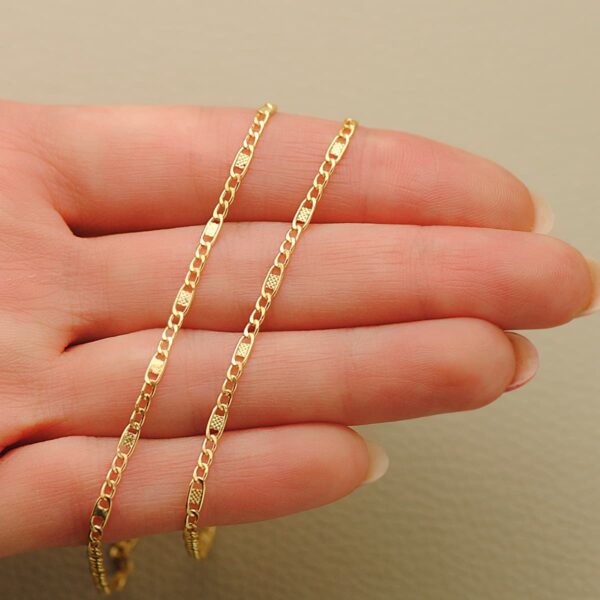 18K CADENA ORO AMARILLO COMBINADA HUECA 3X1. LARGO 50CM ANCHO 2 MM - Imagen 3