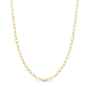 18K CADENA ORO AMARILLO FORZADA TALLADA HUECA LARGO 40CM ANCHO 2.5 MM