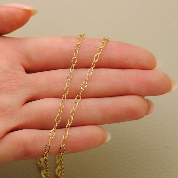 18K CADENA ORO AMARILLO FORZADA TALLADA HUECA LARGO 40CM ANCHO 2.5 MM - Imagen 3