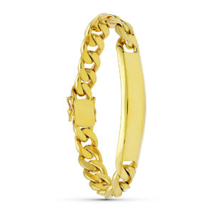 18K PULSERA ESCLAVA ORO AMARILLO BARBADA MACIZA ANCHO: 10MM. LARGO: 20,5 CM PLACA CHAPA: 58X11MM