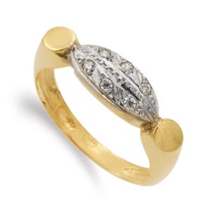 18K SORTIJA ORO BICOLOR MOTIVO OVAL CON CIRCONITAS. ANCHO: 7 MM