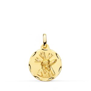18K MEDALLA ORO AMARILLO CRISTO DEL GRAN PODER TALLADA 16 MM
