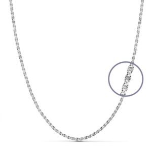 18K CADENA MACIZA DIAMANTADA ORO BLANCO 40CM 2 MM