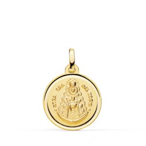 9K MEDALLA ORO AMARILLO VIRGEN DEL ROCIO BISEL 18 MM