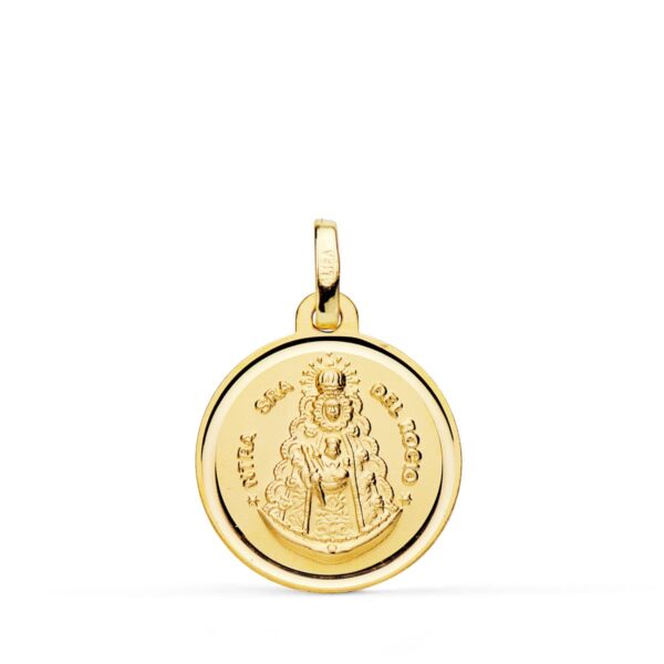9K MEDALLA ORO AMARILLO VIRGEN DEL ROCIO BISEL 18 MM