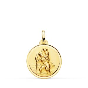 18K MEDALLA ORO AMARILLO SAN CRISTOBAL BISEL 18 MM