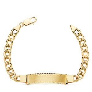 18K PULSERA ESCLAVA ORO AMARILLO BARBADA HUECA ANCHO: 7MM. LARGO: 21,5 CM PLACA CHAPA: 42X10MM