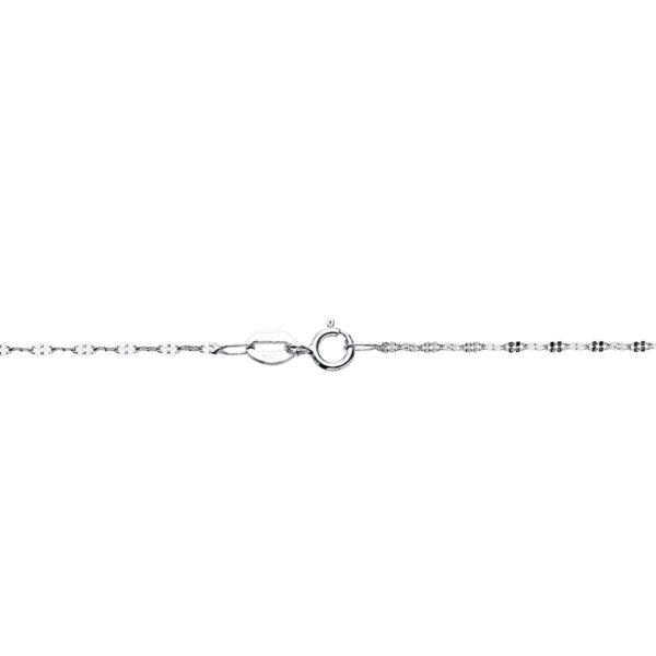 18K CADENA MACIZA ORO BLANCO ESLABONES PLANOS TALLADOS 1.5 MM 40CM - Imagen 2