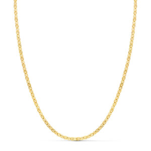 18K CADENA ORO AMARILLO FORZADA HUECA ESLABON TALLADO LARGO 40CM ANCHO 2 MM