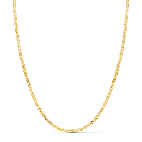 18K CADENA ORO AMARILLO FORZADA HUECA ESLABON TALLADO LARGO 40CM ANCHO 2 MM