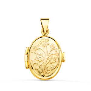 18K GUARDAPELO DIJE PORTAFOTOS OVAL ORO AMARILLO LABRADO. 18X14 MM