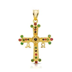 18K CRUZ ORO AMARILLO DE COVADONGA PEQUEÑA 28X24 MM