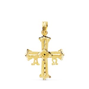 18K CRUZ ORO AMARILLO DE COVADONGA PEQUEÑA 24X19 MM