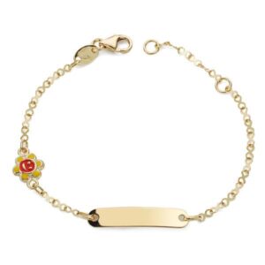18K PULSERA ESCLAVA ORO AMARILLO SOL ESMALTE 14.5 CM