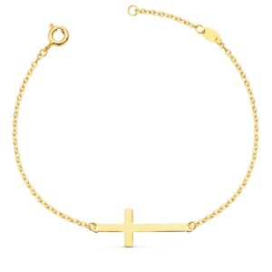 18K PULSERA ORO AMARILLO CRUZ 30X11 MM CADENA FORZADA 19 2 CM